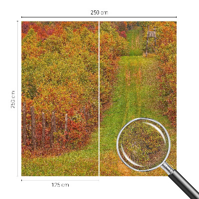 Removable wall mural with an autumn color palette