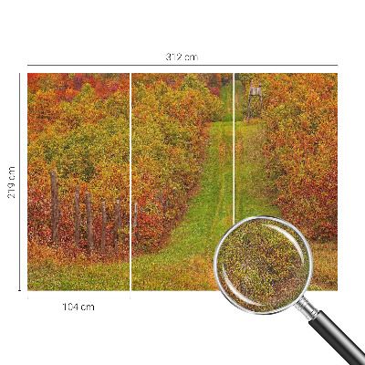 Removable wall mural with an autumn color palette