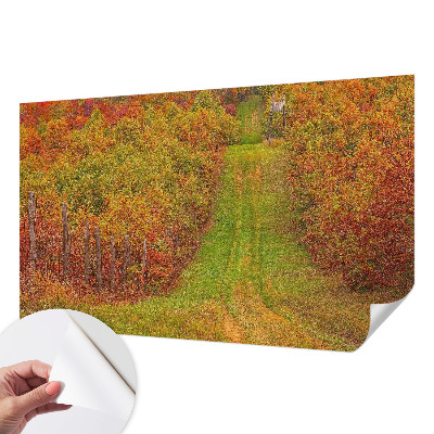 Removable wall mural with an autumn color palette