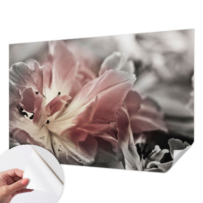Stick-on wall mural with a pastel floral motif