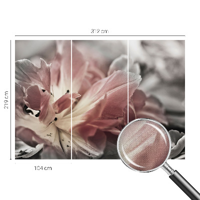 Stick-on wall mural with a pastel floral motif