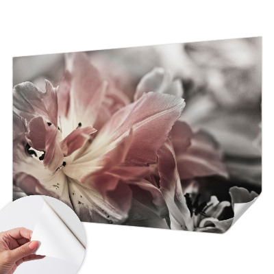 Stick-on wall mural with a pastel floral motif