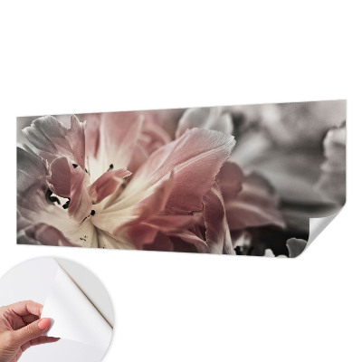 Stick-on wall mural with a pastel floral motif