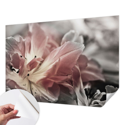 Stick-on wall mural with a pastel floral motif