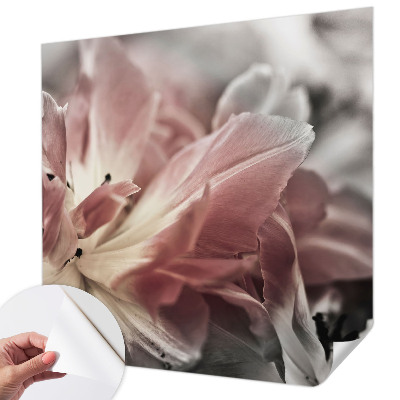 Stick-on wall mural with a pastel floral motif