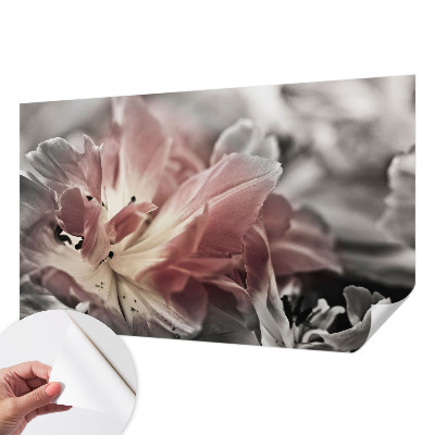 Stick-on wall mural with a pastel floral motif