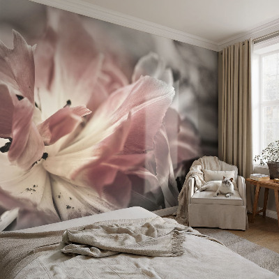 Stick-on wall mural with a pastel floral motif