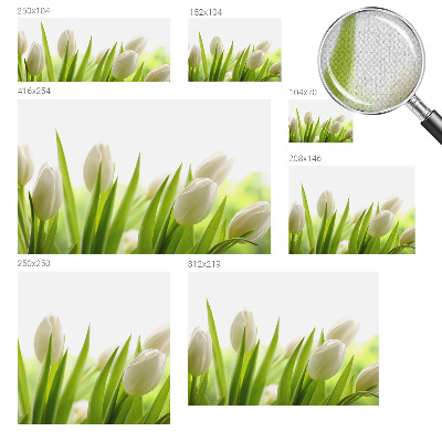 Removable wall mural with a white tulip design