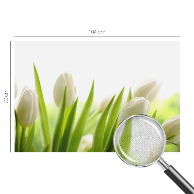 Removable wall mural with a white tulip design