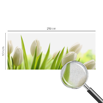 Removable wall mural with a white tulip design