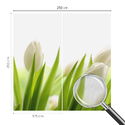 Removable wall mural with a white tulip design