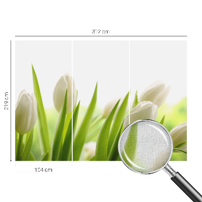 Removable wall mural with a white tulip design
