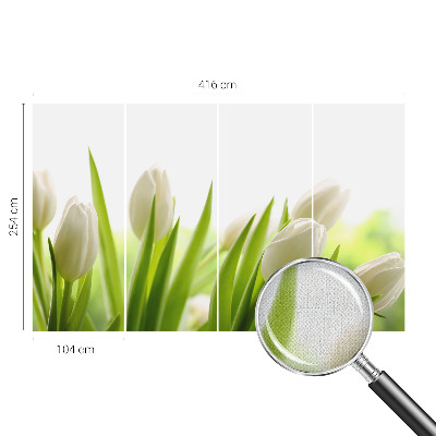 Removable wall mural with a white tulip design