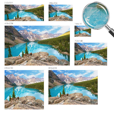 Peel and stick wall mural for living room with a blue lake design