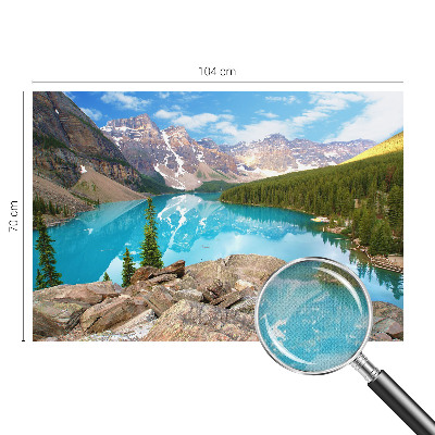 Peel and stick wall mural for living room with a blue lake design