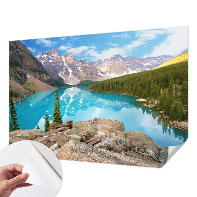 Peel and stick wall mural for living room Blue lake