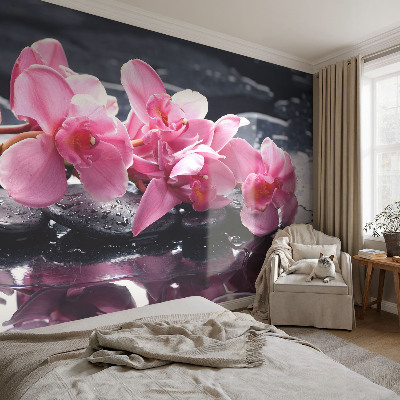 Peel and stick wall mural for bedroom with a floral elegance design