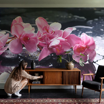 Peel and stick wall mural for bedroom with a floral elegance design