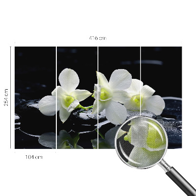 Peel and stick wall mural for kids' room with a flowers and stones motif