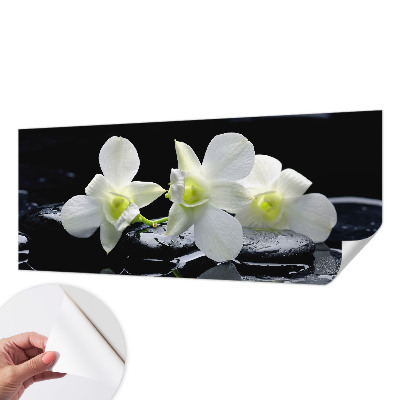 Peel and stick wall mural for kids' room with a flowers and stones motif