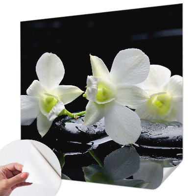 Peel and stick wall mural for kids' room with a flowers and stones motif