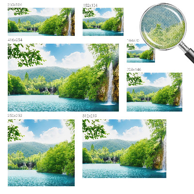 3D photo wallpaper mural showing a natural waterfall scene