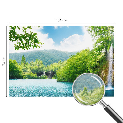 3D photo wallpaper mural showing a natural waterfall scene
