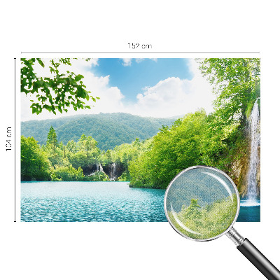 3D photo wallpaper mural showing a natural waterfall scene