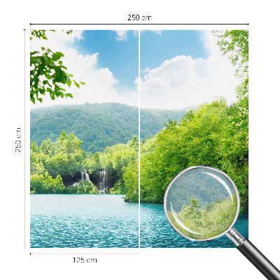 3D photo wallpaper mural showing a natural waterfall scene