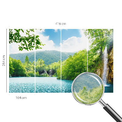 3D photo wallpaper mural showing a natural waterfall scene