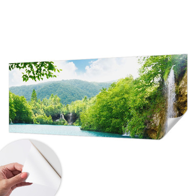 3D photo wallpaper mural showing a natural waterfall scene