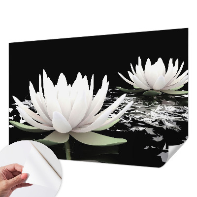 3D wall mural with a water flowers motif