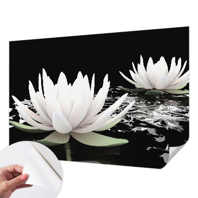 3D wall mural with a water flowers motif