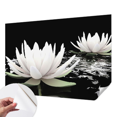 3D wall mural with a water flowers motif