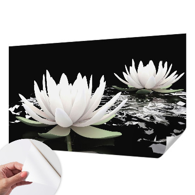 3D wall mural with a water flowers motif