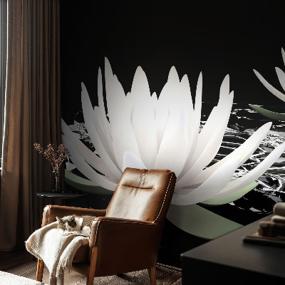 3D wall mural with a water flowers motif