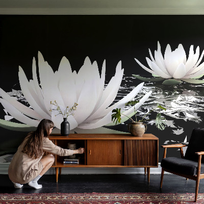 3D wall mural with a water flowers motif