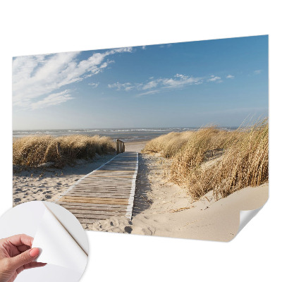 Children's wall mural with a sea path design