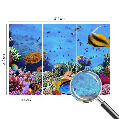 Self-adhesive wall mural with a coral reef motif