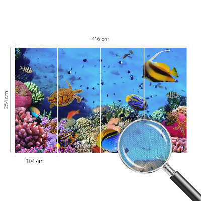 Self-adhesive wall mural with a coral reef motif