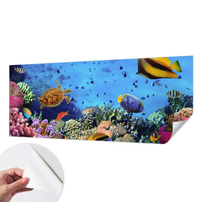 Self-adhesive wall mural with a coral reef motif
