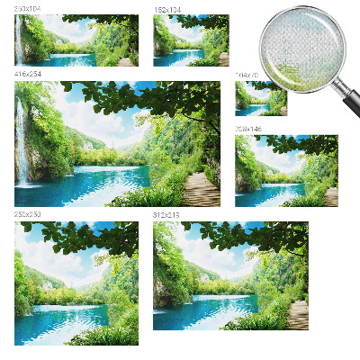 Baby room wall mural with a natural oasis design