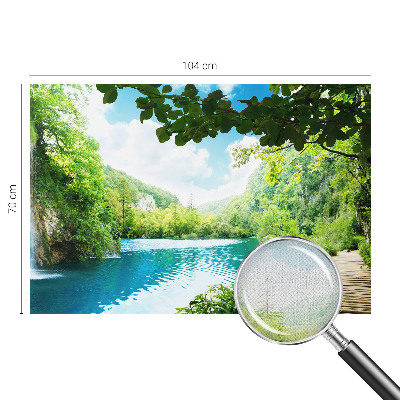 Baby room wall mural with a natural oasis design