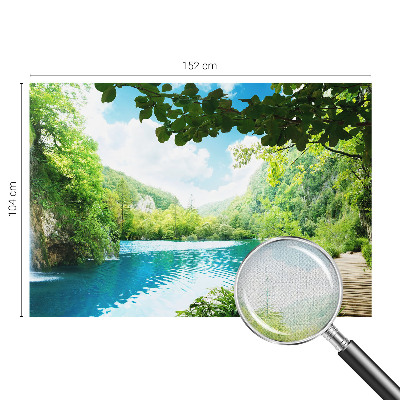Baby room wall mural with a natural oasis design