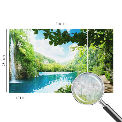 Baby room wall mural with a natural oasis design