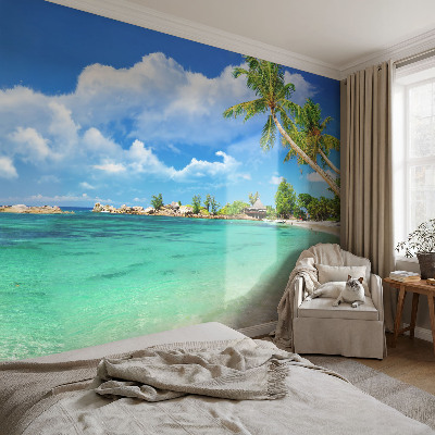 Self-adhesive photo wallpaper with a tropical paradise design