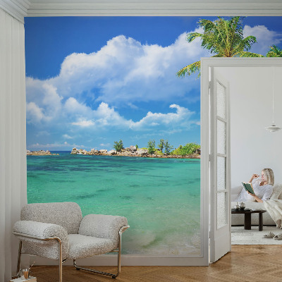 Self-adhesive photo wallpaper with a tropical paradise design