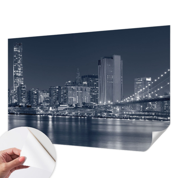 Stick-on wall mural with a night city motif
