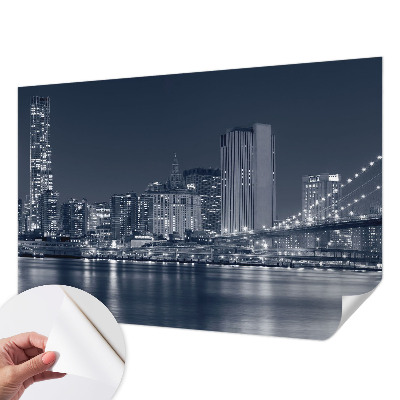 Stick-on wall mural with a night city motif