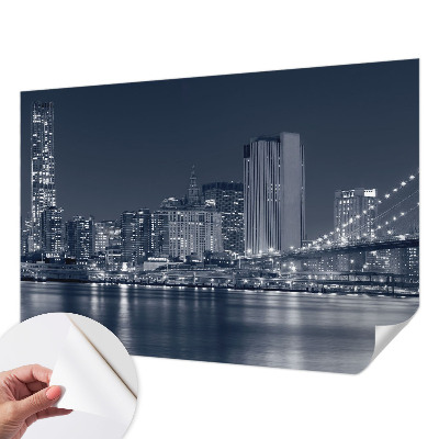 Stick-on wall mural with a night city motif